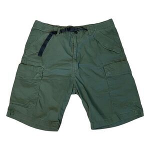 Levi's Belted Cargo Shorts Olive Green Knit Loose Fit Hiking Outdoor 38